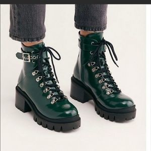 Jeffrey Campbell Czech Platform Combat Green Boots size 8